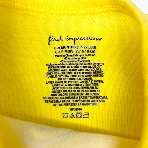 First Impressions - Bunny Short Sleeve Tee - Yellow - 6-9 months - Picture 3 of 3